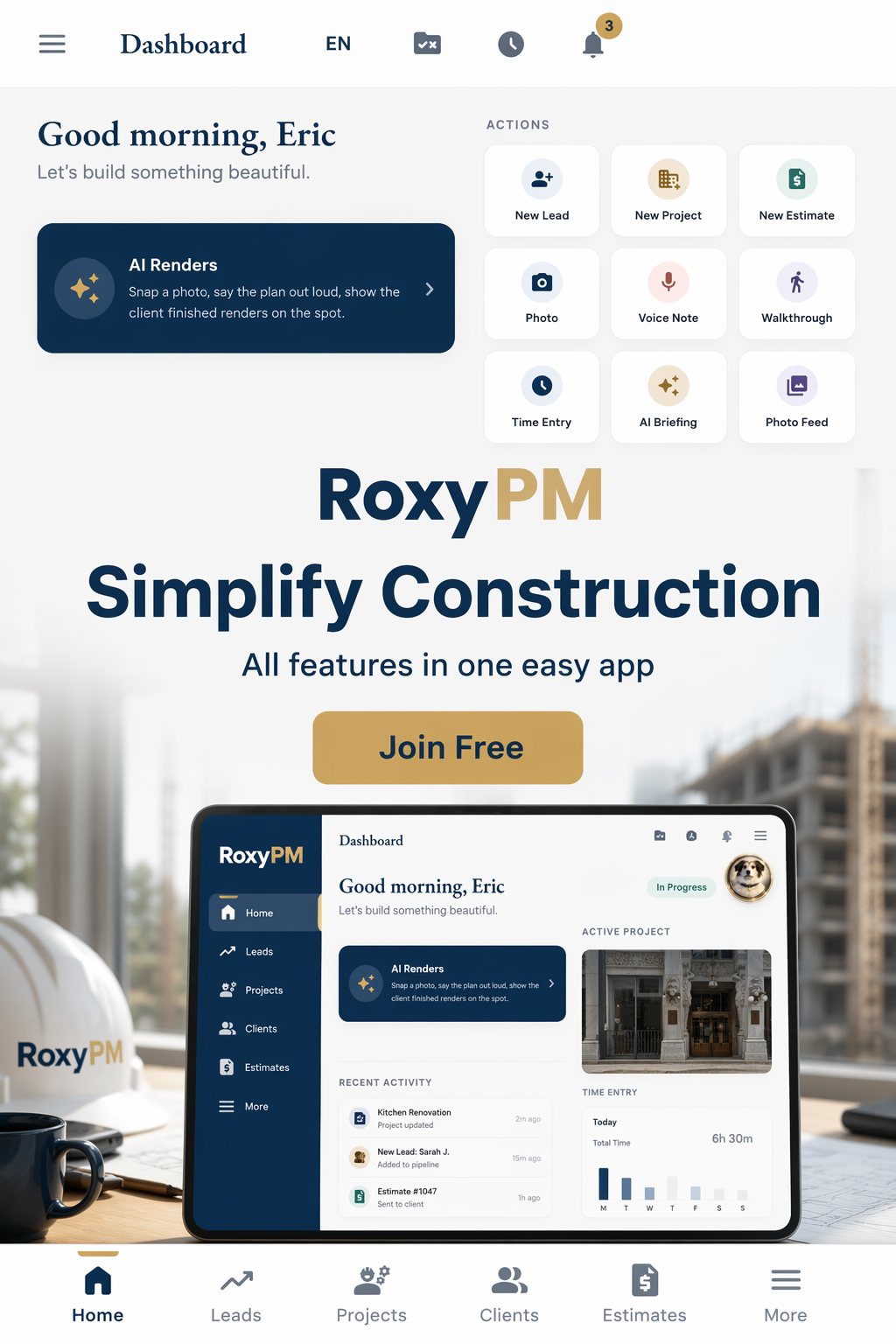 Simplify construction: all features in one easy app