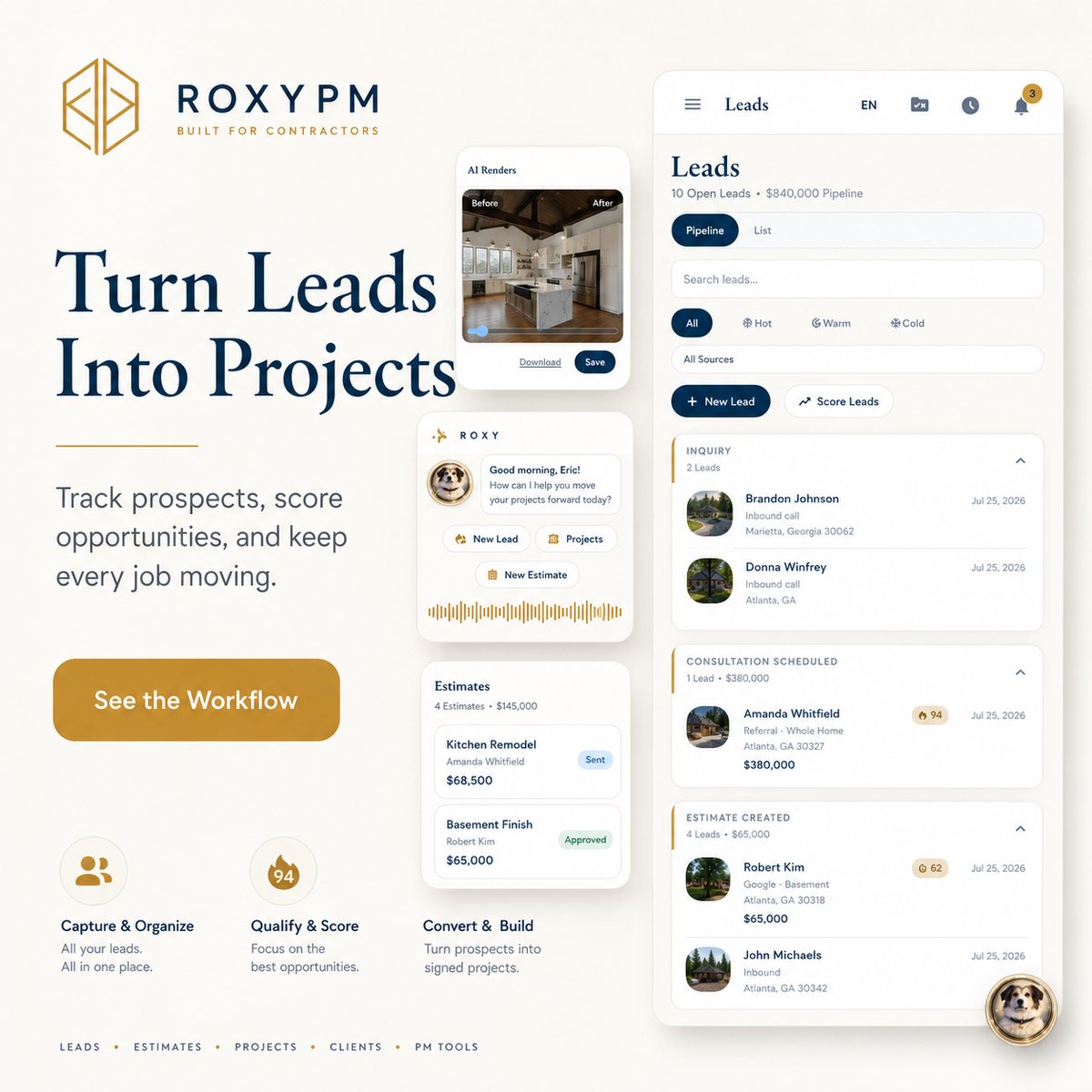 Turn leads into projects: track, score, and convert