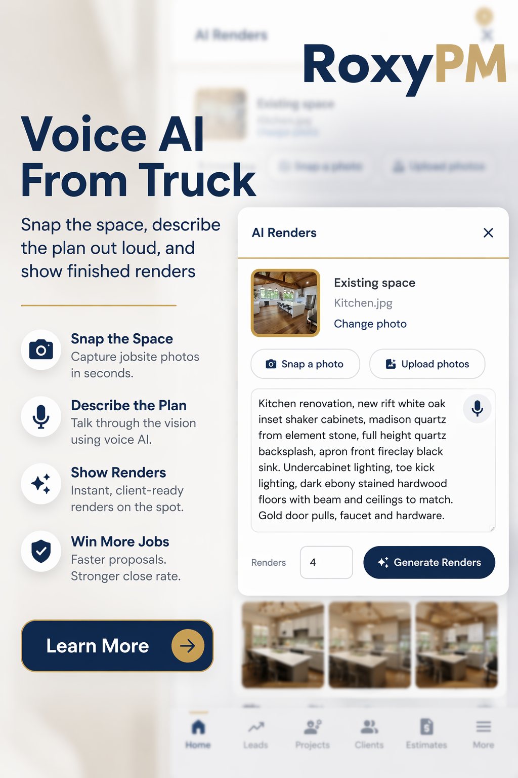 Voice AI from the truck: describe the plan, get finished renders