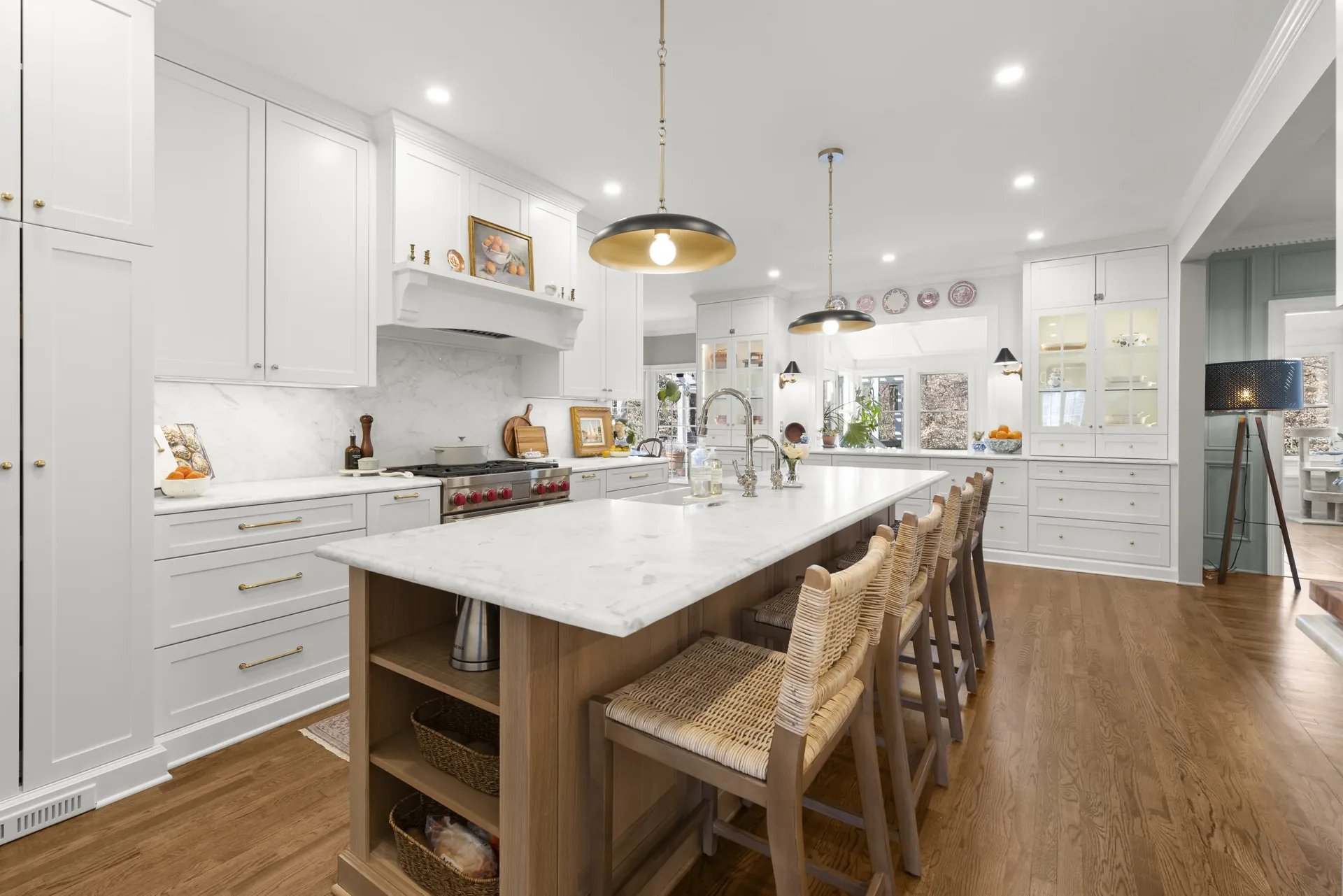 Marble waterfall kitchen